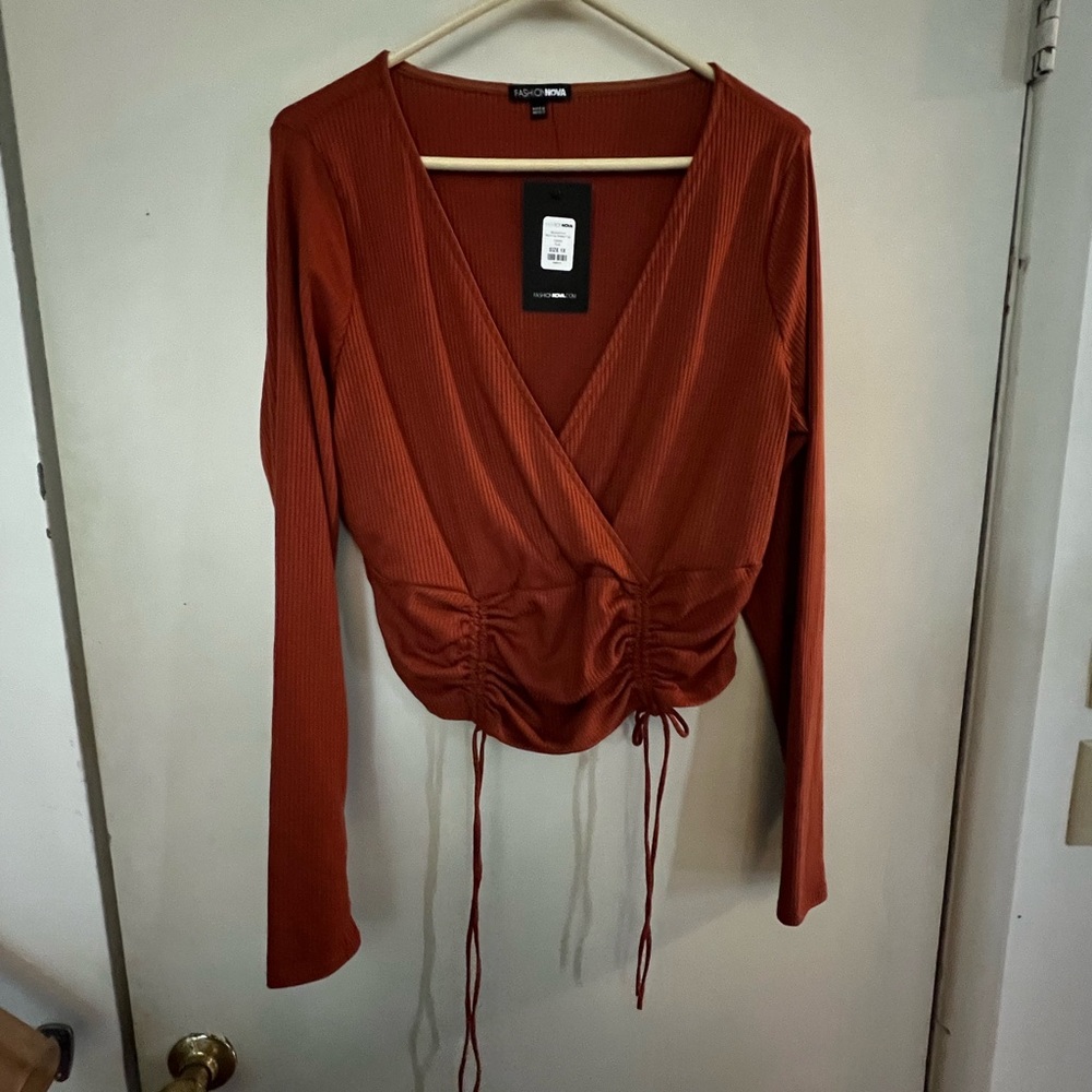 Fashion Nova Rust Wrap Top